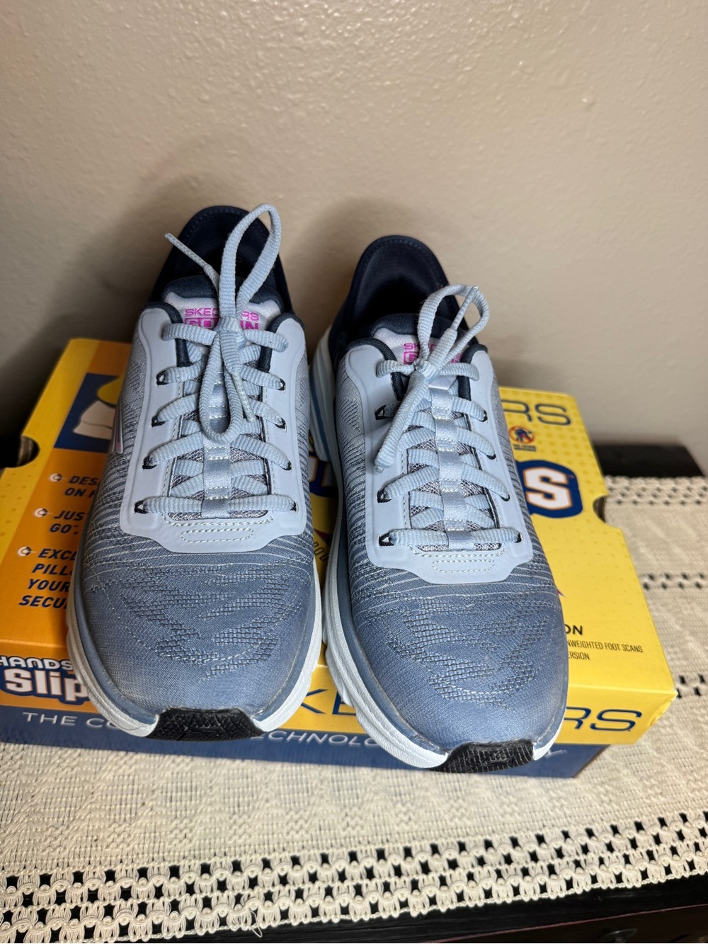 Skechers Slip-Ins Max Cushion Women's Blue Gray Athletic Walking Shoes - Picture 5 of 6